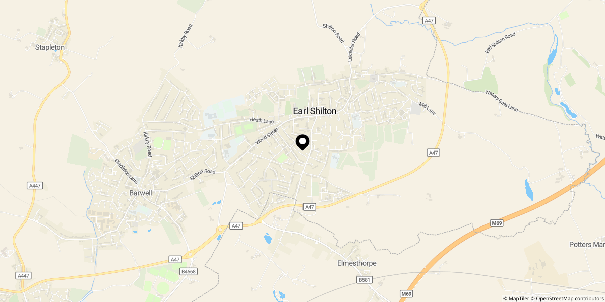 Approximate location of James Street, Earl Shilton, Leicester, LE9 7FJ