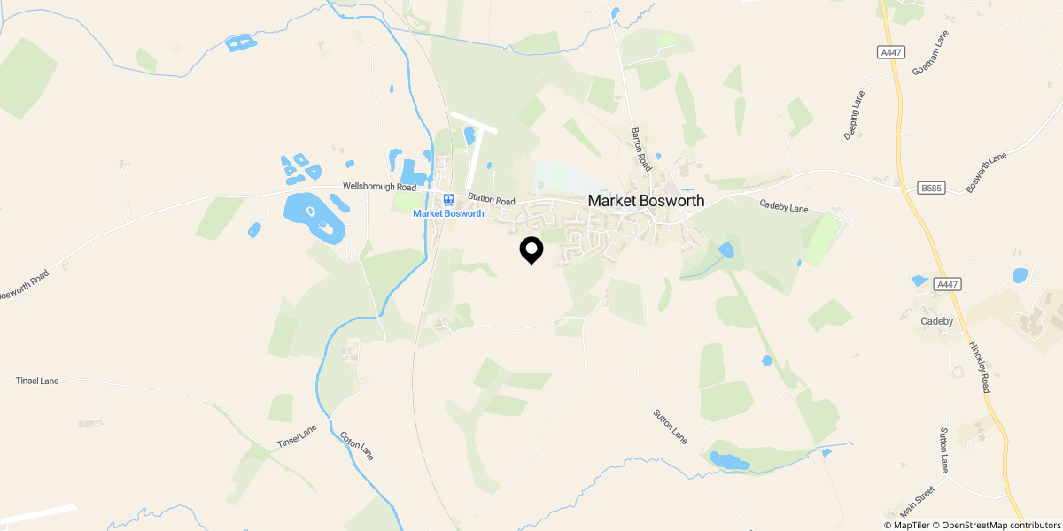 Approximate location of Priory Road, Market Bosworth, Nuneaton, CV13 0PB